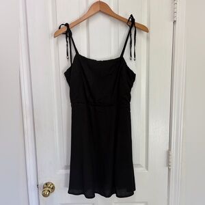 Showpo Black Mini Sheath Dress Spaghetti Tie Strap Shoulders Sleeveless Sz 8